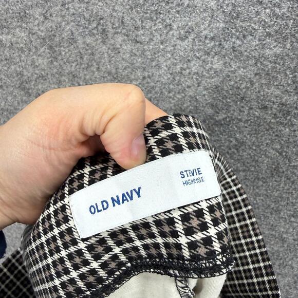 Old Navy Pants Women XL Tall Black Plaid High Rise Flat Front Skinny Chino - Picture 6 of 8